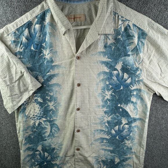 Tommy Bahama Mens Cotton Silk Button Up Shirt Short Sleeve Hawaii Floral Large - Picture 1 of 14